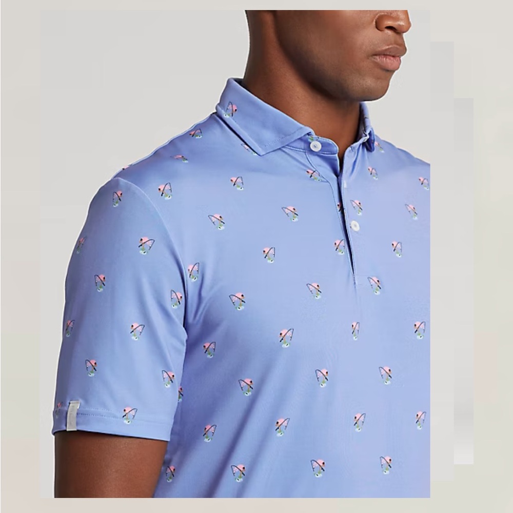 NWT RLX Ralph Lauren Sky Blue Polo with Subtle Pattern